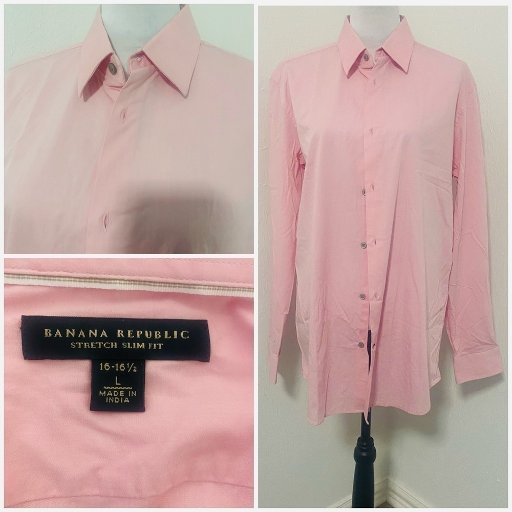 Banana Republic Mens Stretch Slim Fit Long Sleeve Button Down Shirt 16-161/2 Lrg